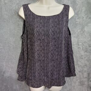 Worthington Women Large Sleeveless‎ Blouse Black And White Lined